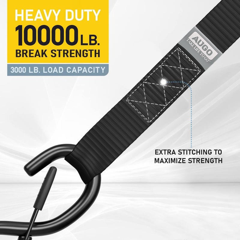 AUGO Heavy Duty Soft Loops –Pack of 6-1.5” x 17” Tie Down Anchor Straps for Use w/Ratchet Strap Hooks – 3000Lb Load Capacity & 10,000Lb Break Strength – Great for Motorcycle, Bike, Roof Rack, Etc. - Image 3